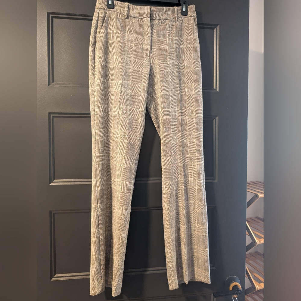 Gray/Beige Plaid Editor Trousers - Express